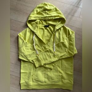 J. Crew original garment dyed v-neck cotton terry hoodie - bright kiwi